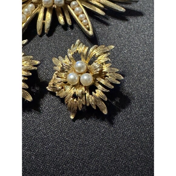 Vintage Liner Signed Mid Century Starburst Brooch, Clip On Earrings (read Desc.) - Picture 5 of 7
